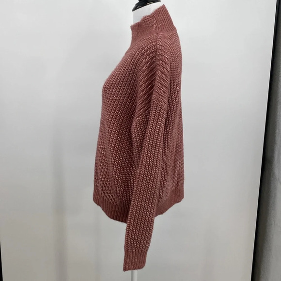 Tularosa Sweater Womens XS Pink Ribbed Knit Oversized Mock Neck Pullover Aritzia - Picture 3 of 10